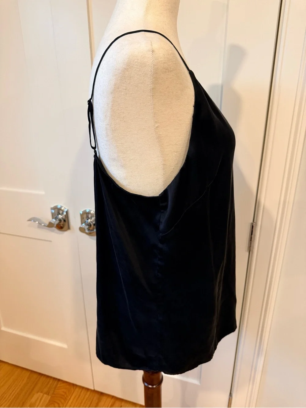 ANTONIO MELANI Black Silk V-Neck Spaghetti Strap Cami